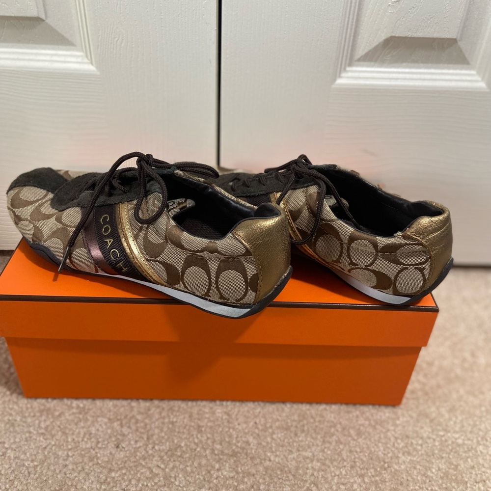 Coach Brown and Gold Signature Sneakers size 37 - Picture 2 of 3
